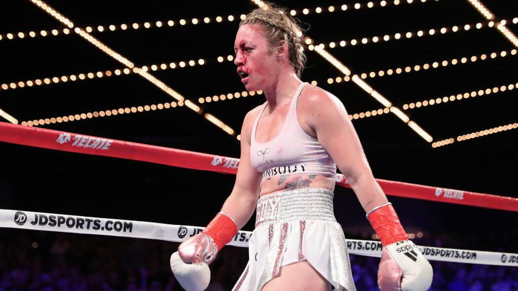 Heather Hardy has blood on her face