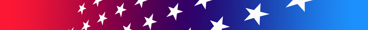 Stylised divider showing white stars on a red and blue background