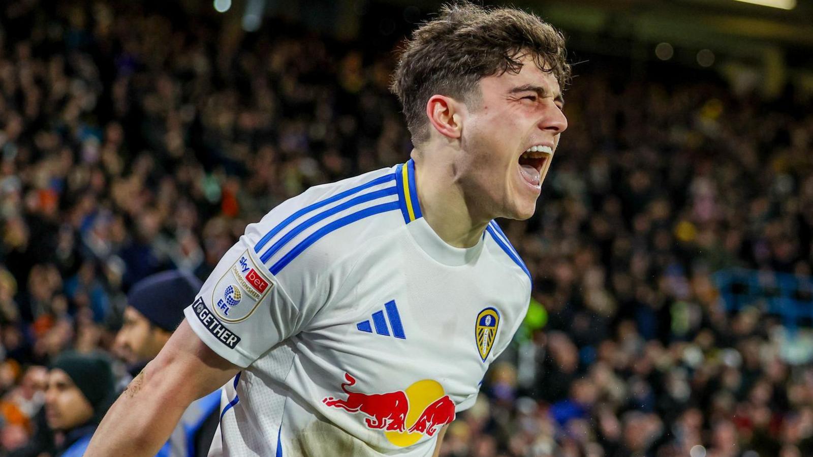 Dan James celebrates his goal against Middlesbrough