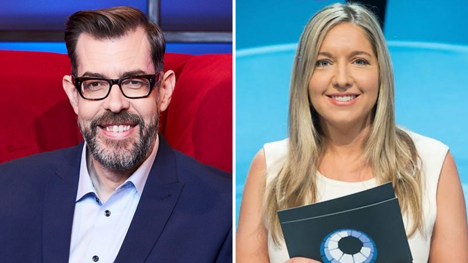 Richard Osman and Victoria Coren-Mitchell, two BBC quizmasters.