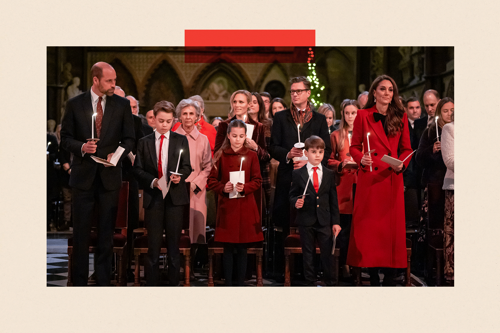 From left to right: Prince William, Prince George, Princess Charlotte, Prince Louis and Princess of Wales