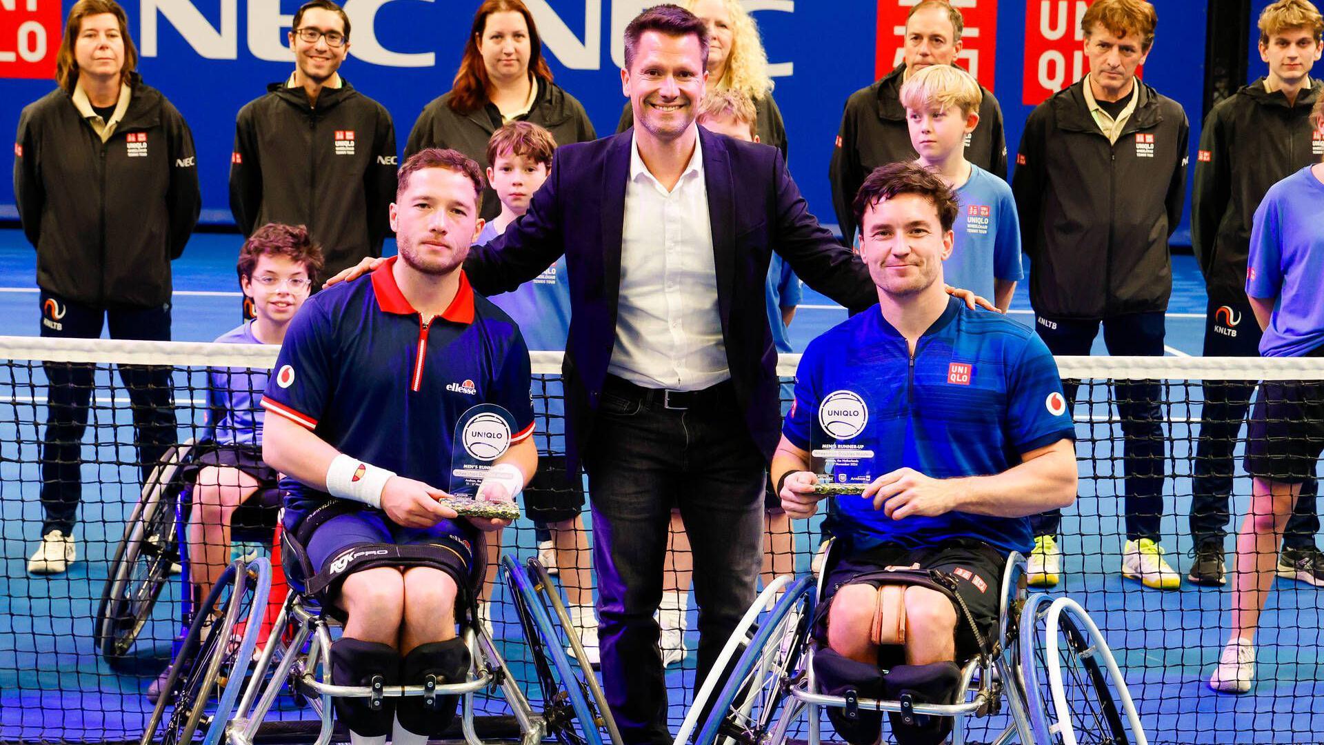 Alfie Hewett and Gordon Reid with their runners-up trophies