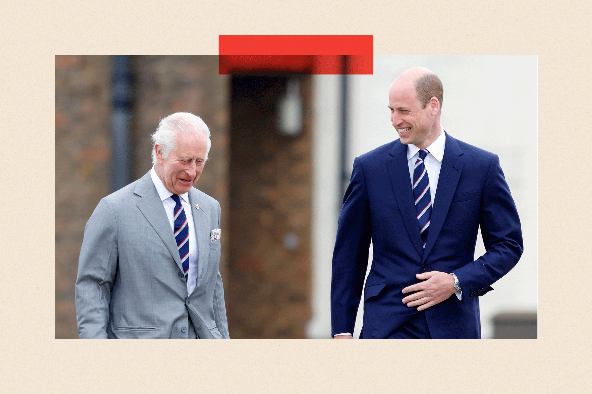 King Charles III and Prince William both wearing the regimental tie of the Army Air Corps 