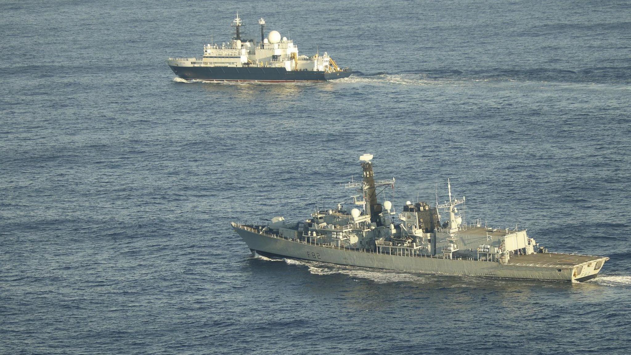 HMS Somerset and Yantar in UK waters earlier this week