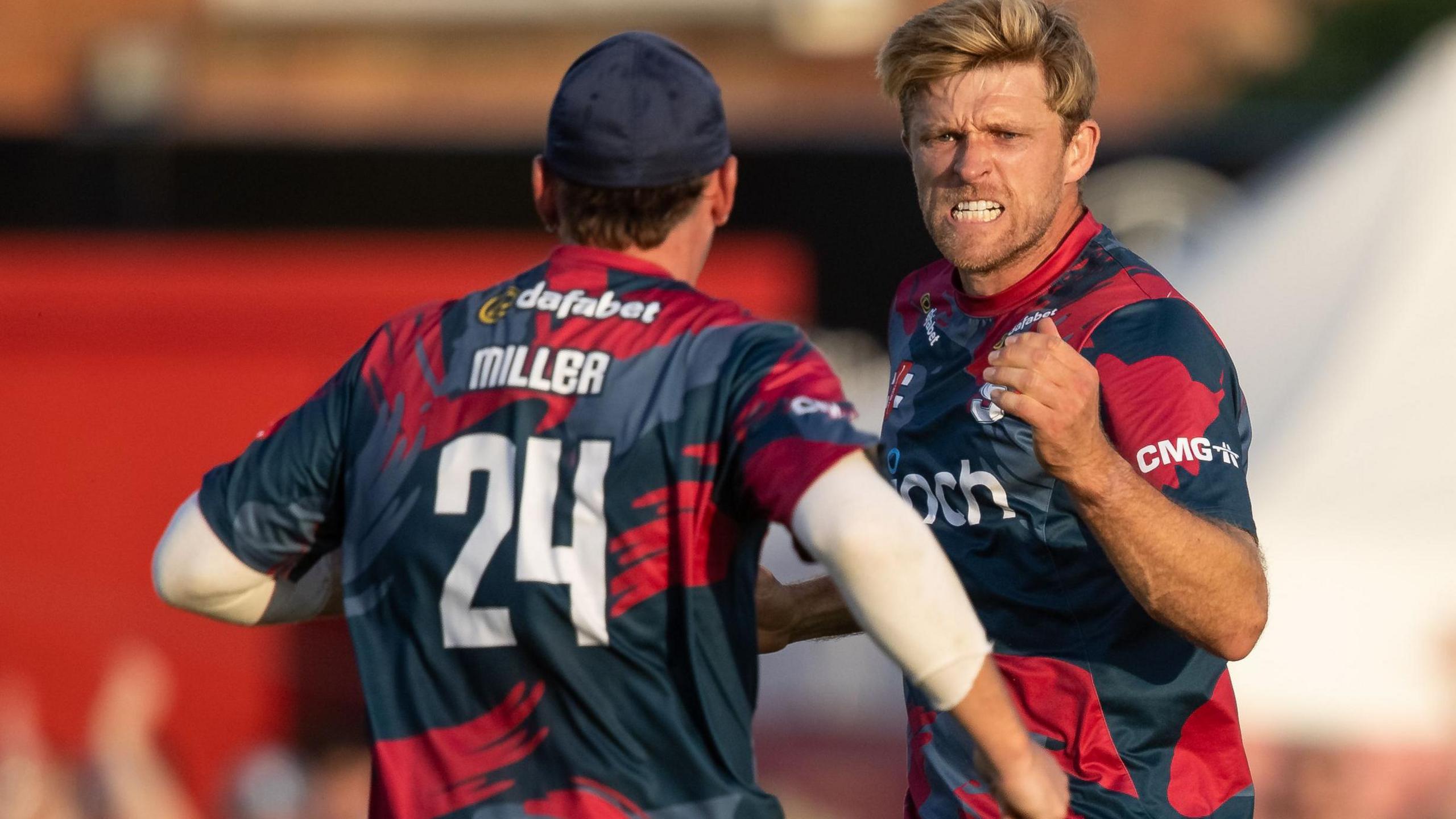 David Willey celebrates taking wicket