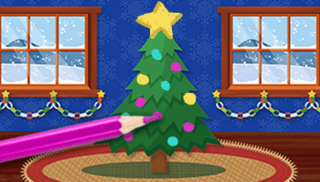 A christmas tree being drawn on