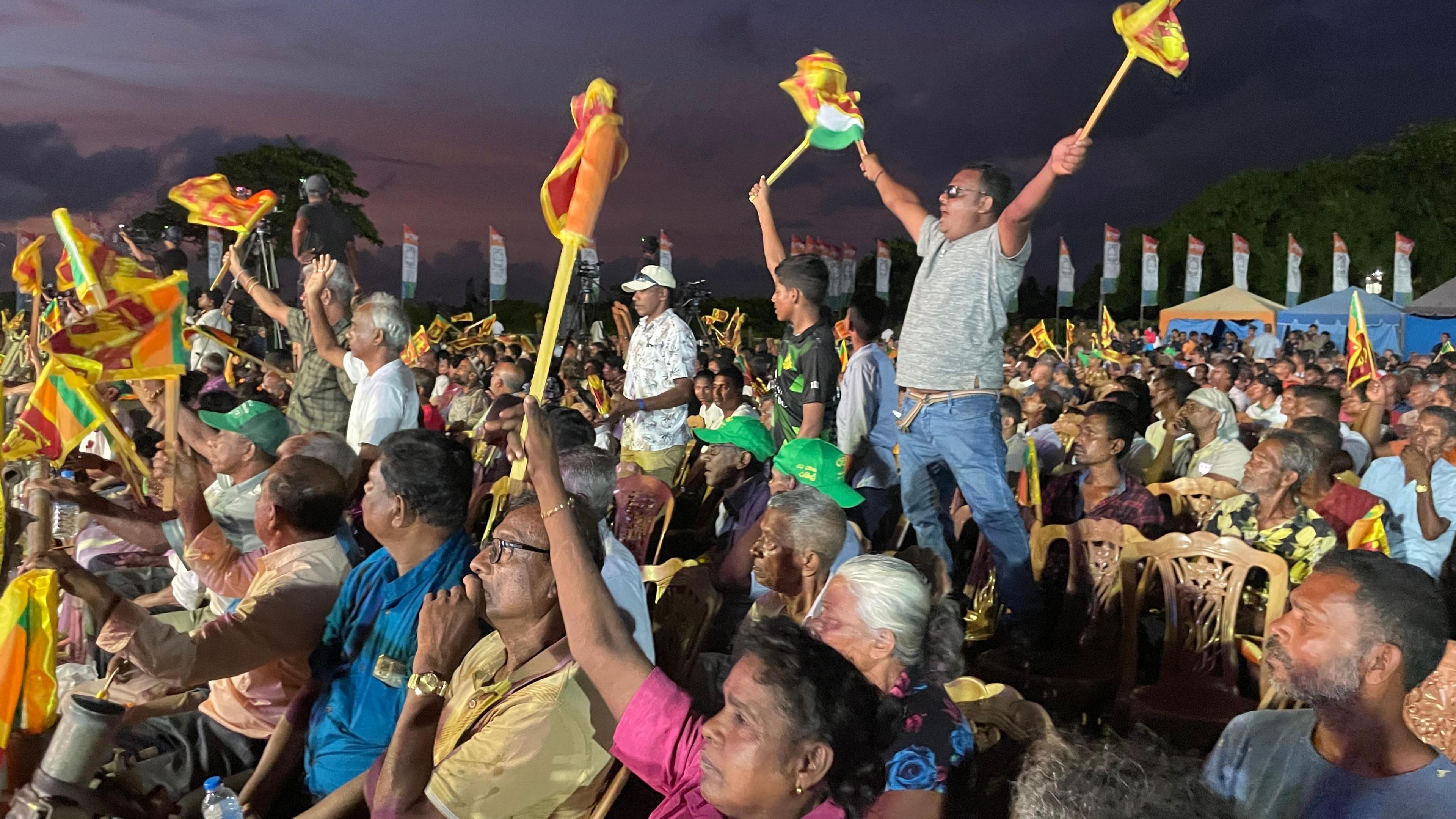 President Ranil Wickremesinghe's rally in the town of Beruwala
