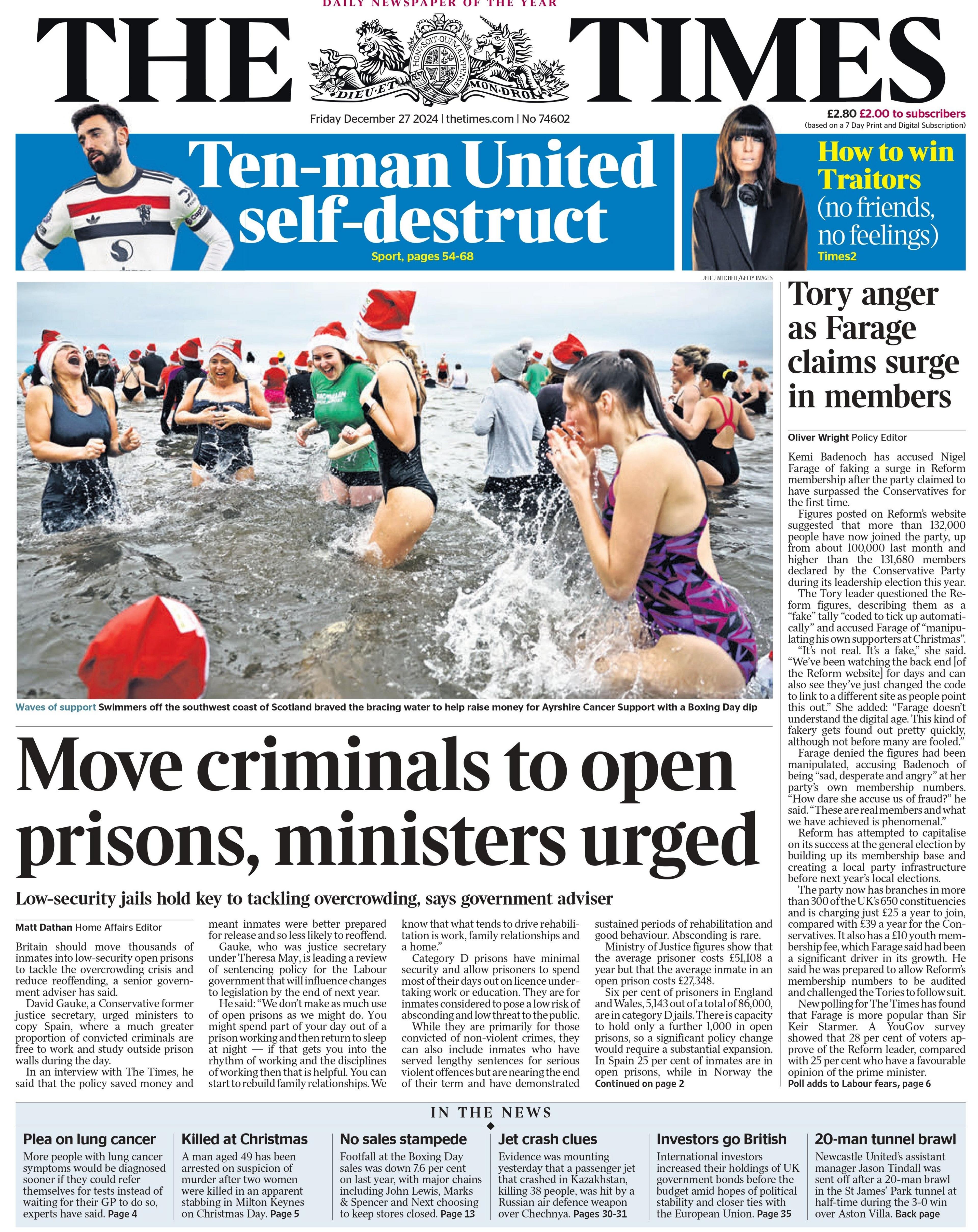 The Times: Move criminals to open prisons, ministers urged