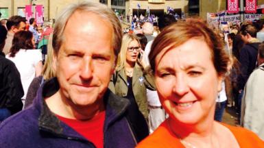 Jane Phillips and her husband Stewart at a Yes event in Glasgow