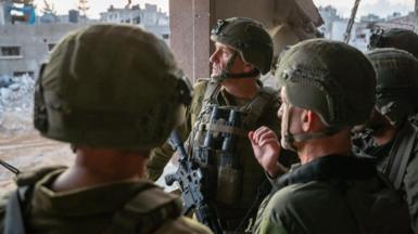 IDF soldiers near the scene of Sinwar's killing