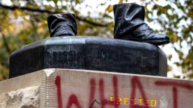 The vandalised William Crowther statue