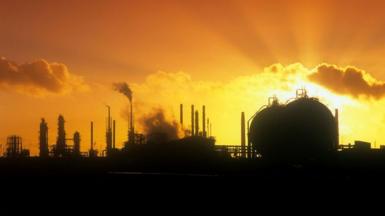 Petrochemical plant on Teeside silhouette