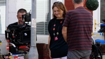 Ruth Jones on set