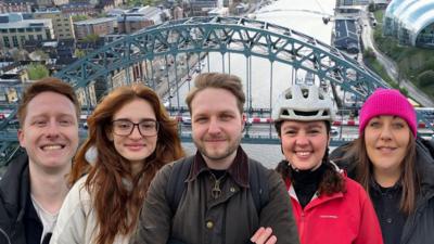 Andy, Madelynne, Sam, Maddie and Bex from BBC Radio Newcastle