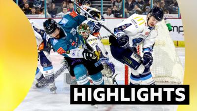 Action between Belfast Giants and Coventry Blaze