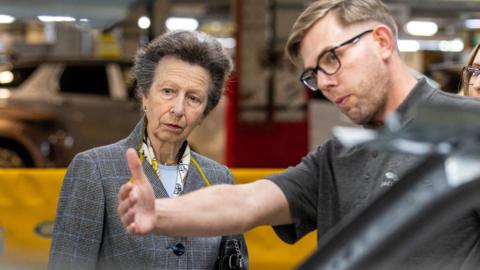 Princess Royal speaking to staff at Halewood