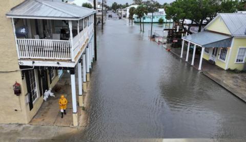 A flooded road