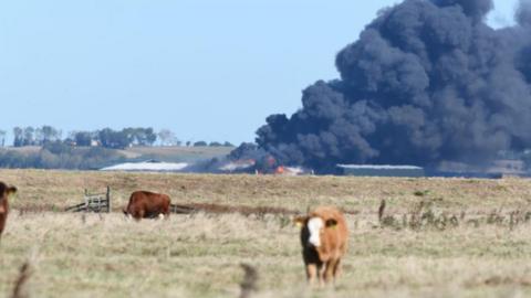 An image of the fire taken from Elmley National Nature Reserve