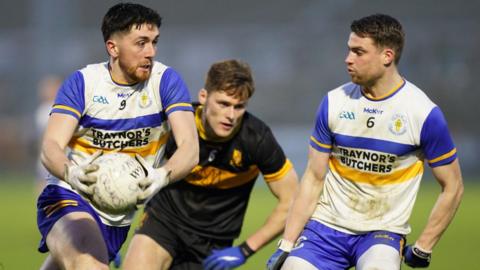 Errigal Ciaran's Joe Oguz goes on a run in Saturday's All-Ireland Senior Club Football semi-final against Dr Crokes at Newbridge