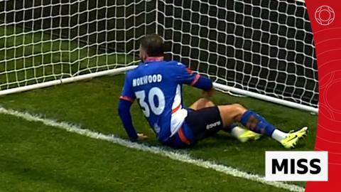 Oldham Athletic's James Norwood misses a sitter