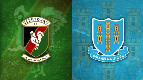 Glentoran and Ballymena United badges