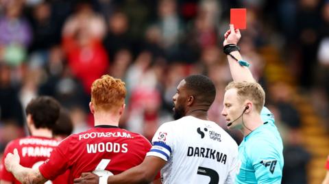 Exeter's Ryan Woods is sent off