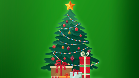 Christmas tree on a green background