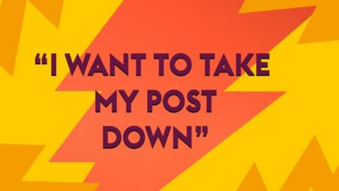 Text on yellow and orange background saying 'I want to take my post down'