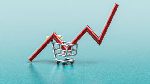 Shopping Trolley Growth - stock photo