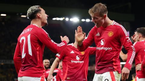 Man Utd players celebrate