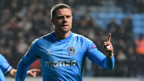 Jake Bidwell celebrates scoring for Coventry City