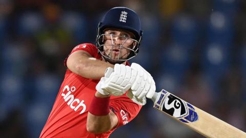 England's Liam Livingstone bats against West Indies in St Lucia