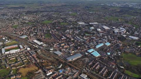 Ariel view of Wrexham