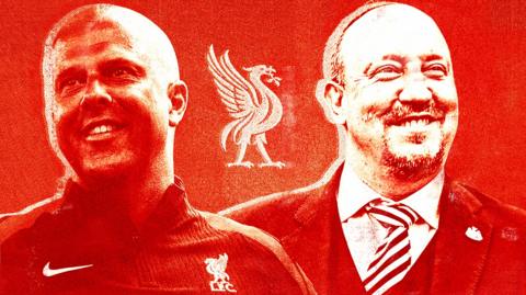 Liverpool boss Arne Slot & former Reds boss Rafa Benitez