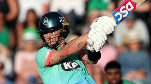 Oval Invincibles' Tom Curran bats during The Hundred