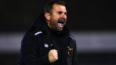 Torquay manager Paul Wotton celebrates 