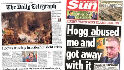 index picture combining the front pages of two newspapers