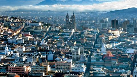 An aerial view of Quito in Ecuador