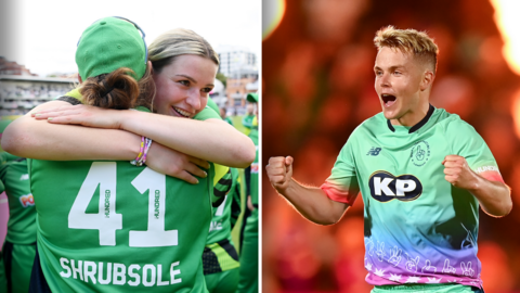 Lauren Bell with Anya Shrubsole and Sam Curran