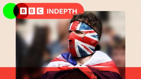 A demonstrator at a protest against illegal immigration in Leeds