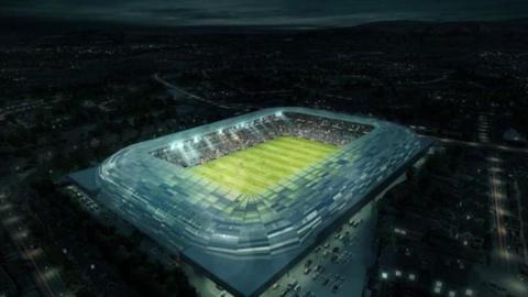 An artist's impression of the planned Casement Park stadium in Belfast 