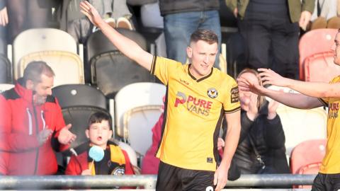 Newport County's Bryn Morris celebrates