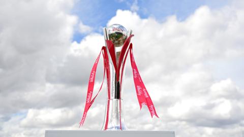 The Vitality Blast Trophy is seen at The Kia Oval on April 02, 2024 in London, England