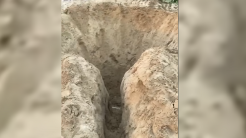 Polzeath beach hole which sparked a danger warning from beach rangers