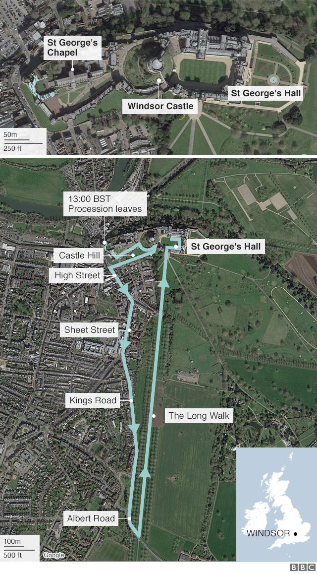 The royal wedding route map