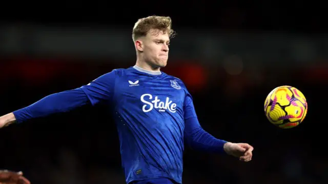 Jarrad Branthwaite of Everton during the Premier League match between Arsenal FC and Everton FC at Emirates Stadium