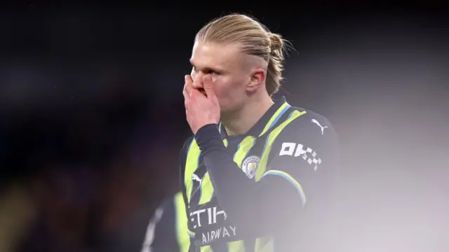 Erling Haaland of Manchester City reacts following the Premier League match against Crystal Palace