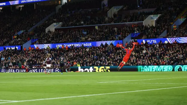 Jhon Duran scores for Aston Villa against Bayern Munich