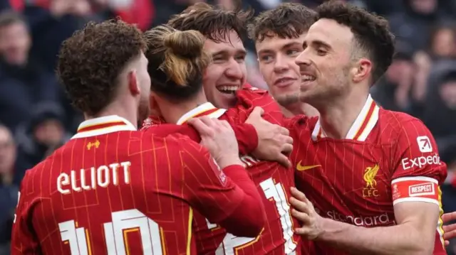 Federico Chiesa celebrates scoring for Liverpool in the FA Cup third round against Accrington Stanley