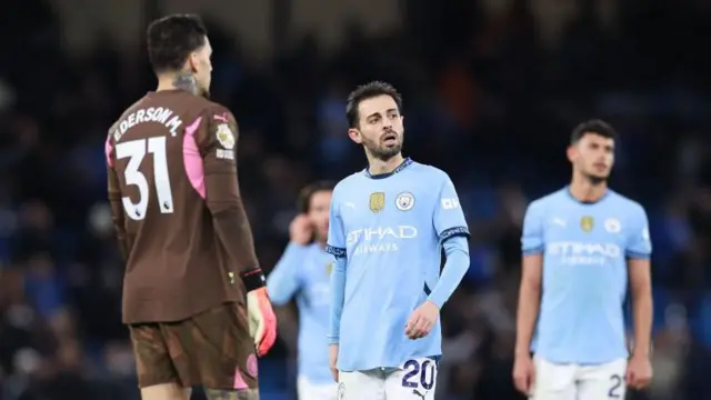 Bernardo Silva of Manchester City looks dejected after the Premier League match between Manchester City FC and Manchester United FC at Etihad Stadium